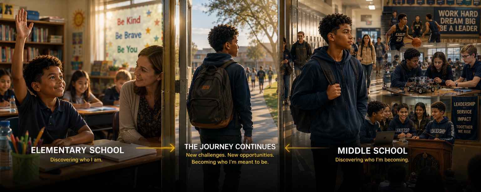 Elementary school to middle school — The Journey Continues — New challenges, new opportunities