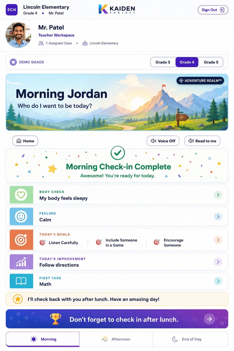 Morning Check-In Complete
