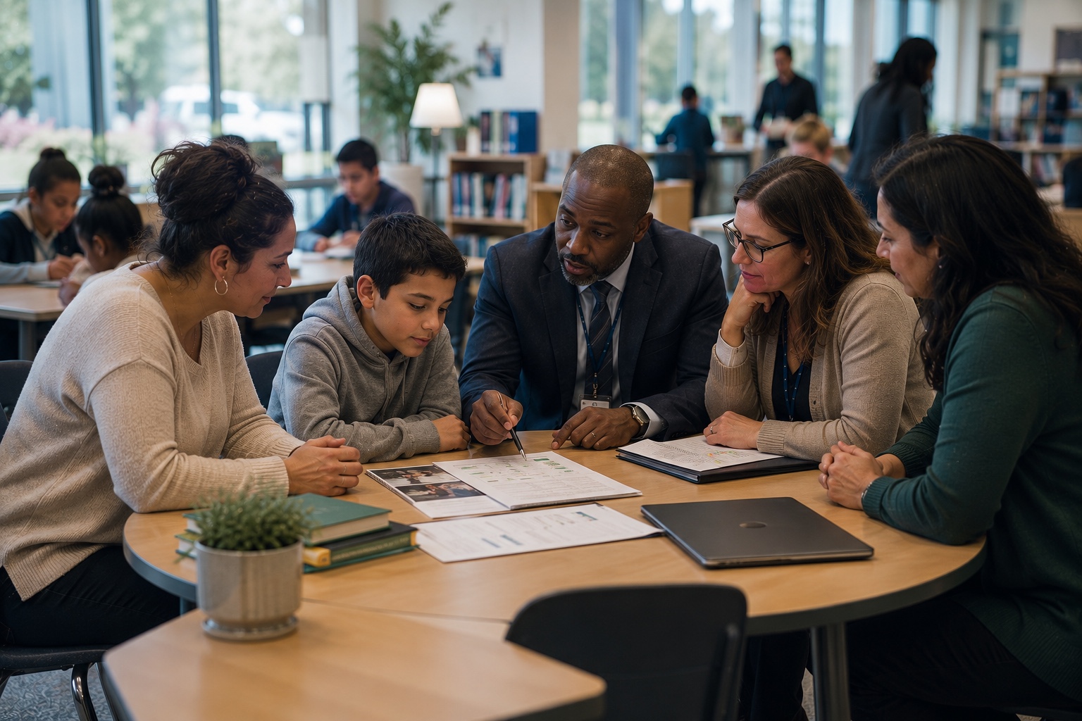 Parent and student reviewing Kaiden growth record together